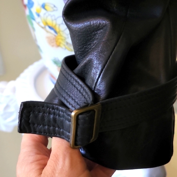 ANDRE Creations de Cuir Mens 2XL Leather Trench Coat Black - Picture 5 of 14